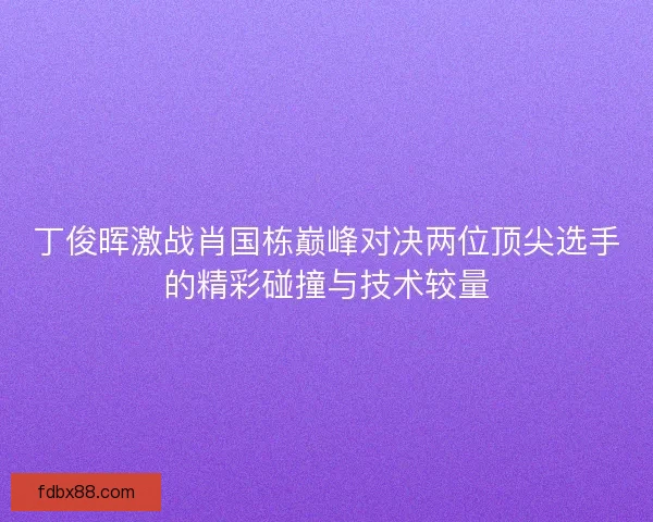 丁俊晖激战肖国栋巅峰对决两位顶尖选手的精彩碰撞与技术较量